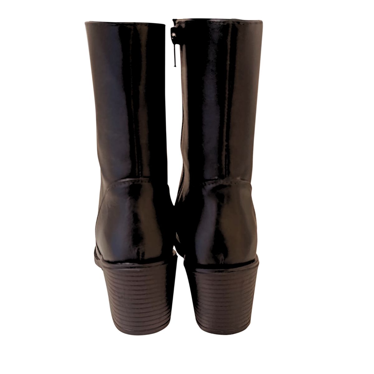 Botas Essential Caña Media Cuero Negro Mujer
