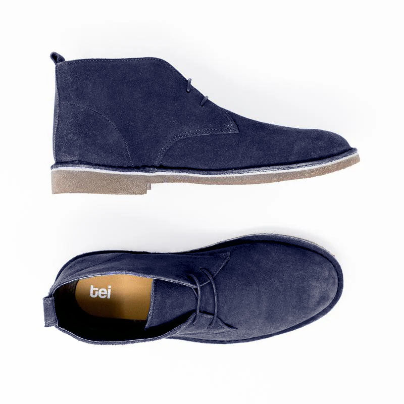 Botas Desert Hombre Cuero Carnaza Azul Marino