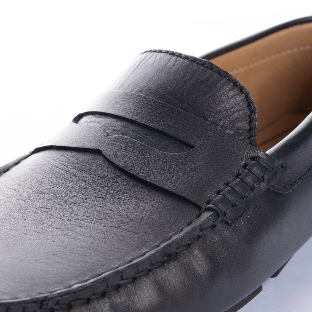 Mocasines Hombre Penny Cuero Liso Negro