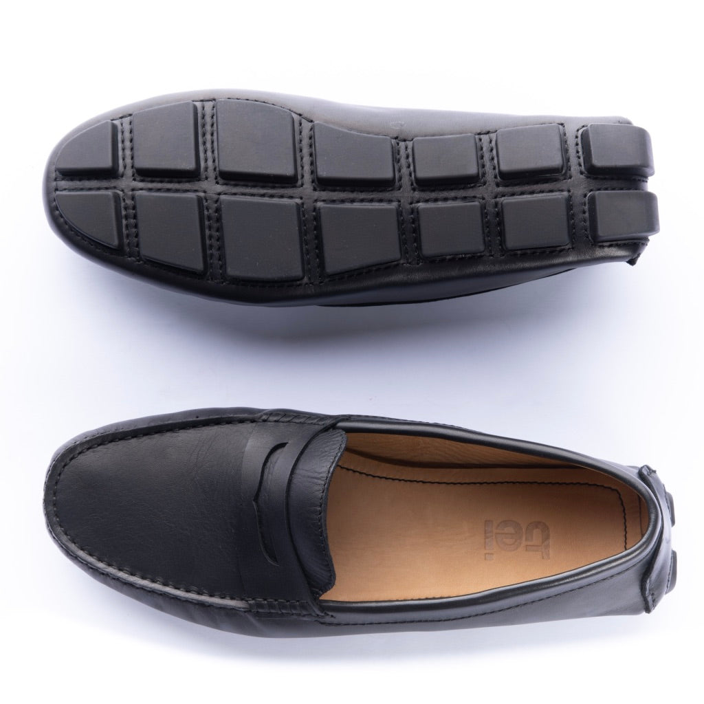 Mocasines Hombre Penny Cuero Liso Negro