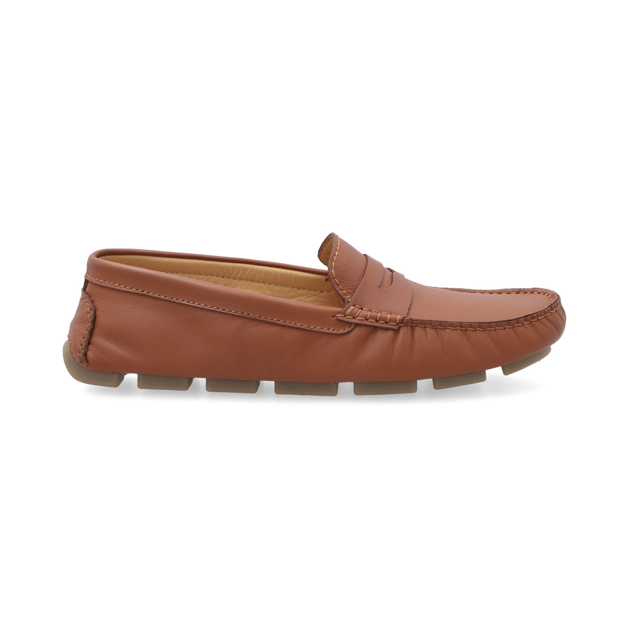 Mocasines Hombre Penny Cuero Liso Miel