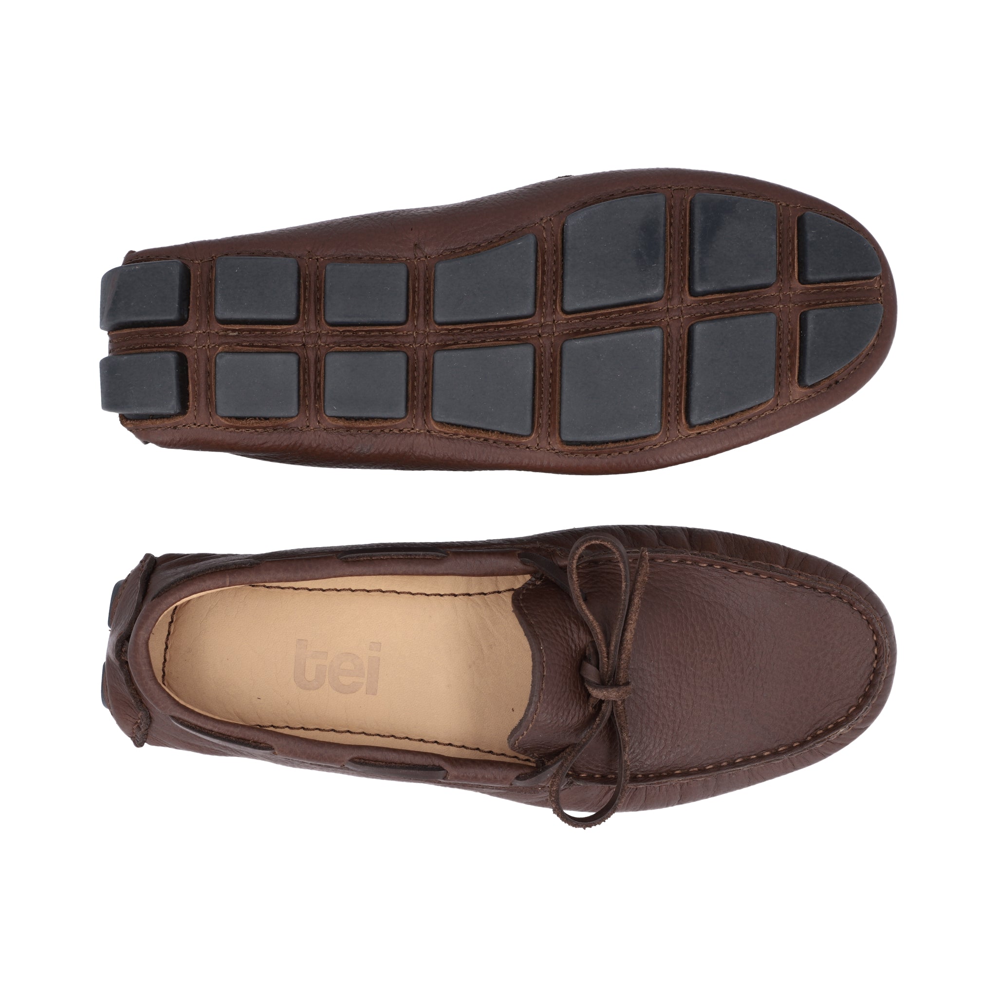 Mocasines Hombre Amarrar Cuero grabado Cognac
