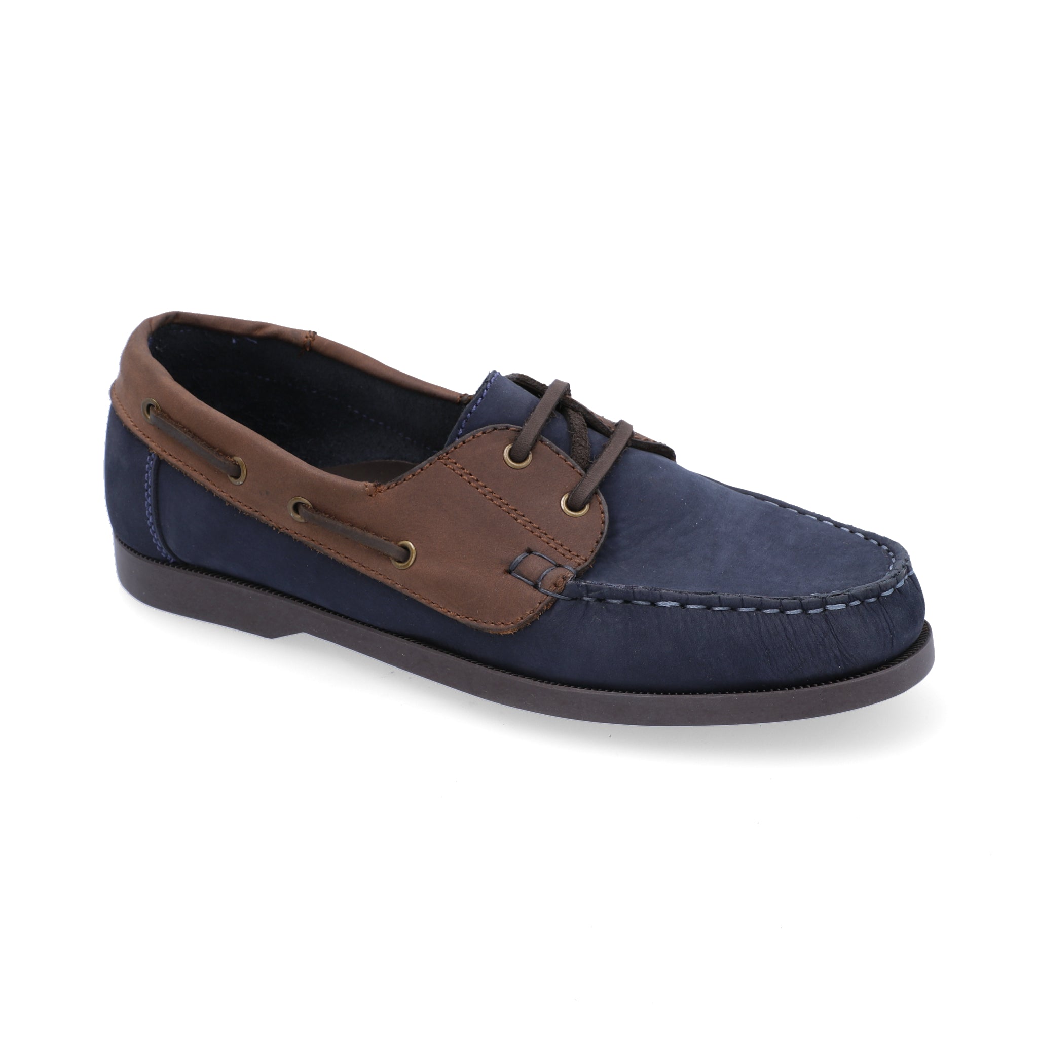 Mocasines Boat Shoes Combinados Cuero Nobuck Azul