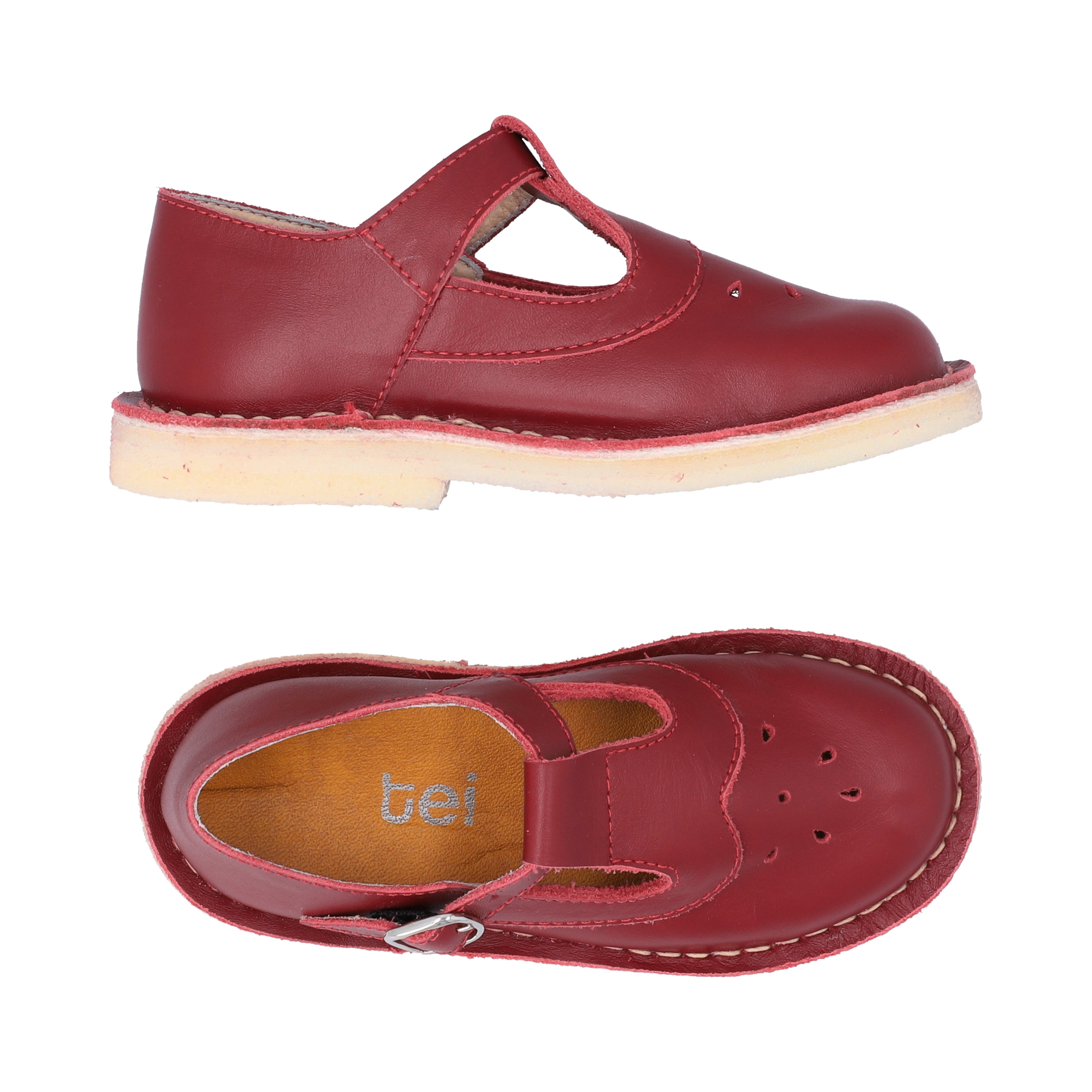 Zapatos T-straps Niña Cuero Cereza