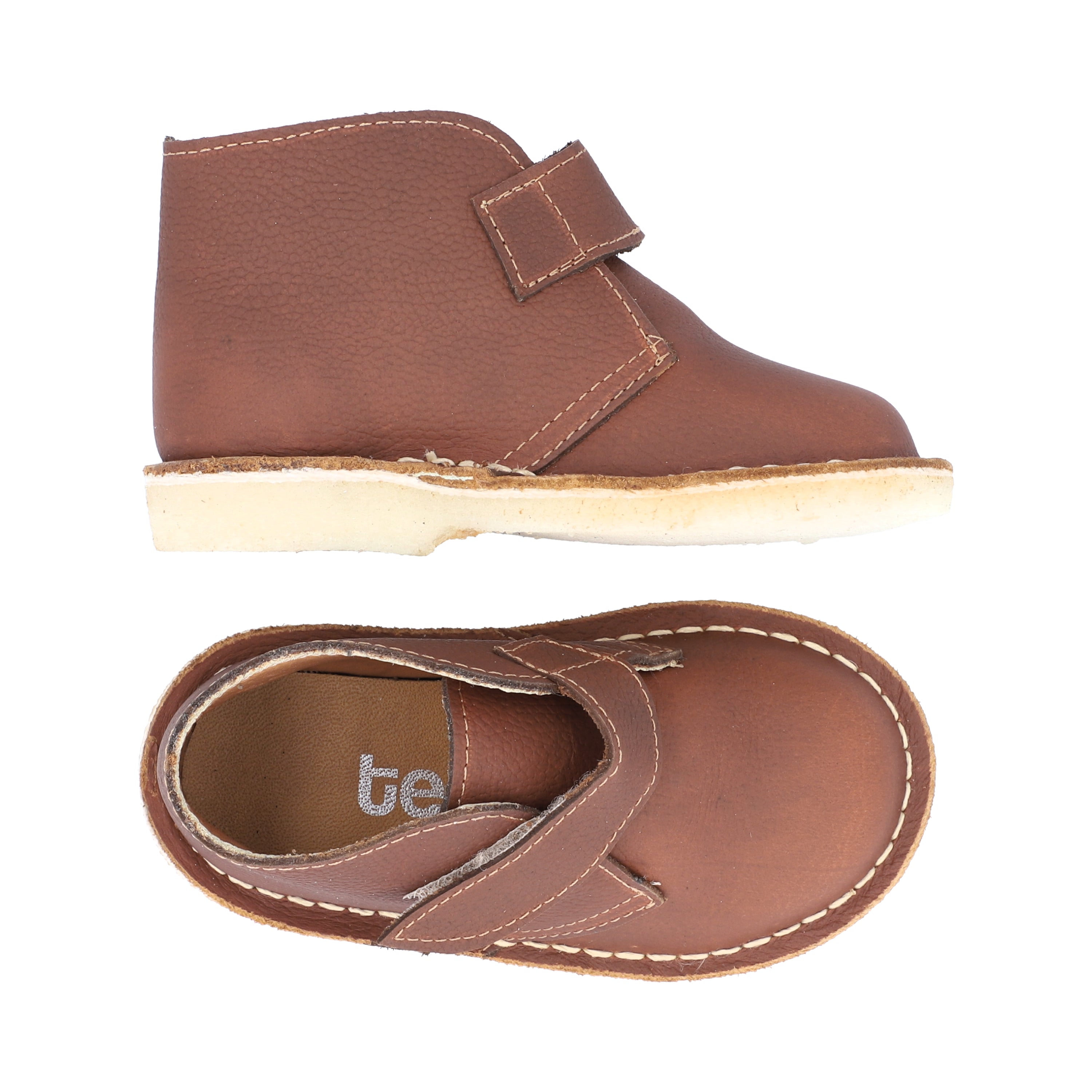 Botas Desert Niño Velcro Cuero Miel