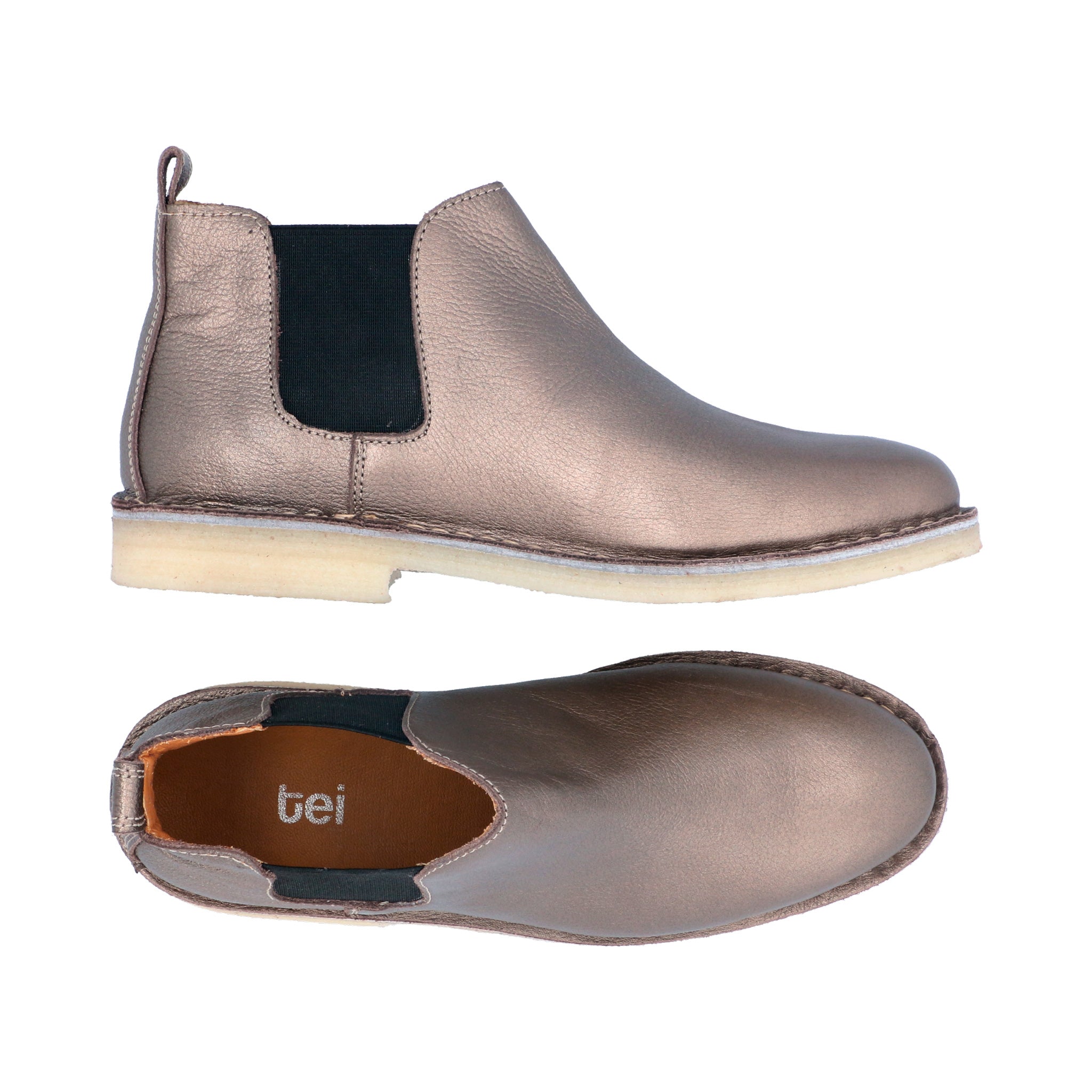 Botas Chelsea Mujer Cuero Dorado Grafito