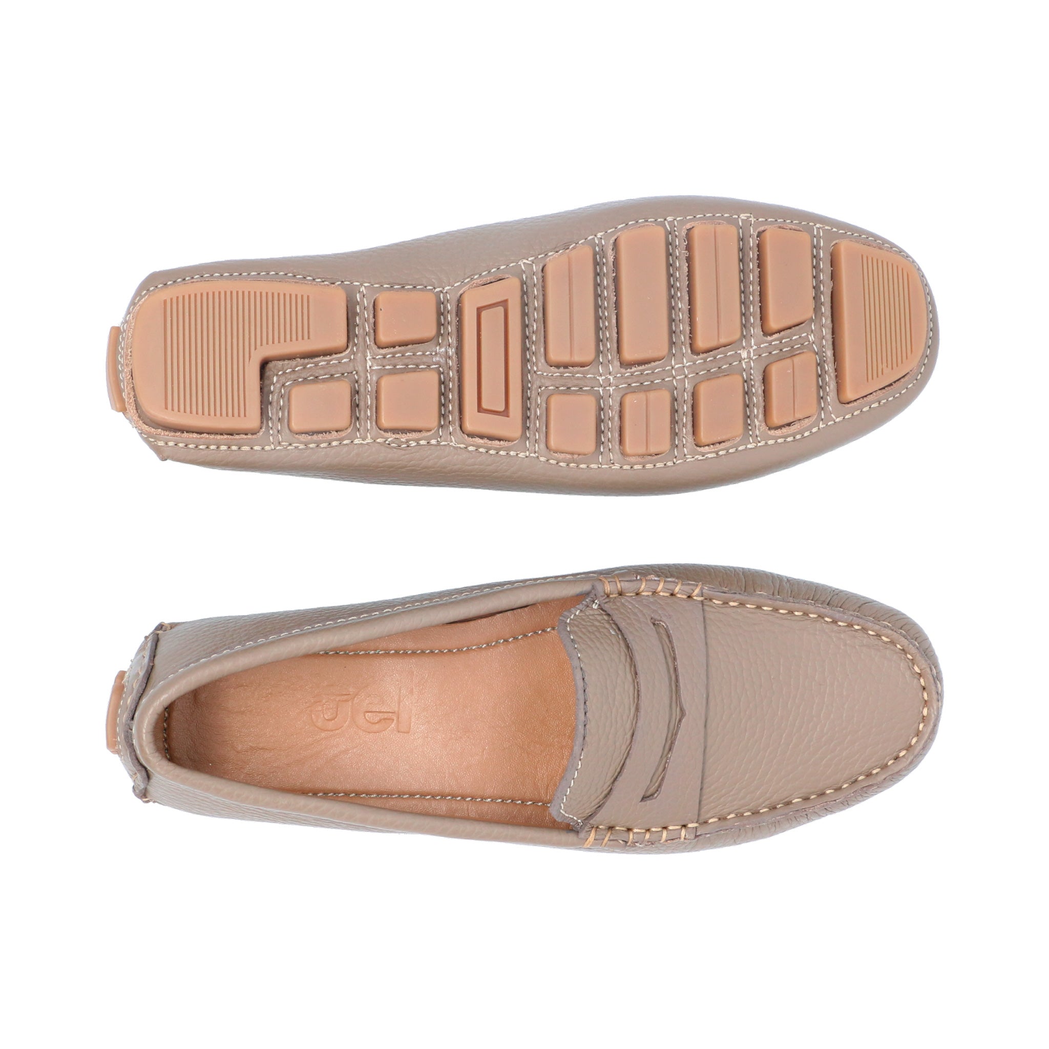 Mocasines Mujer Penny Cuero Taupe