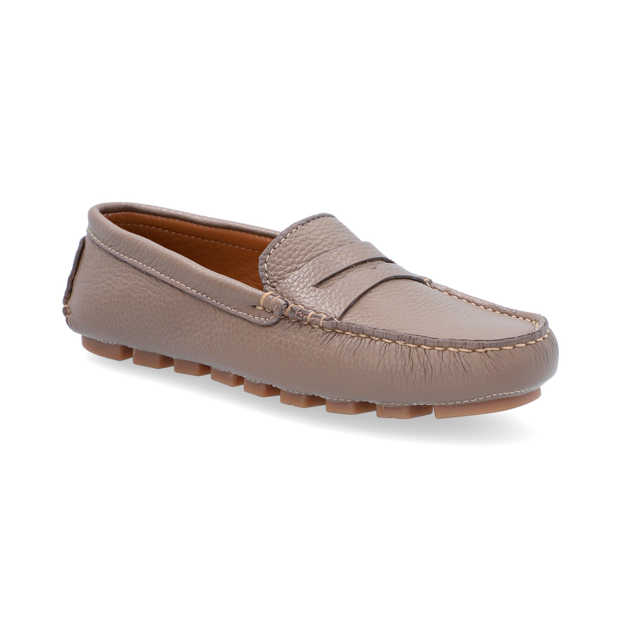 Mocasines Mujer Penny Cuero Taupe