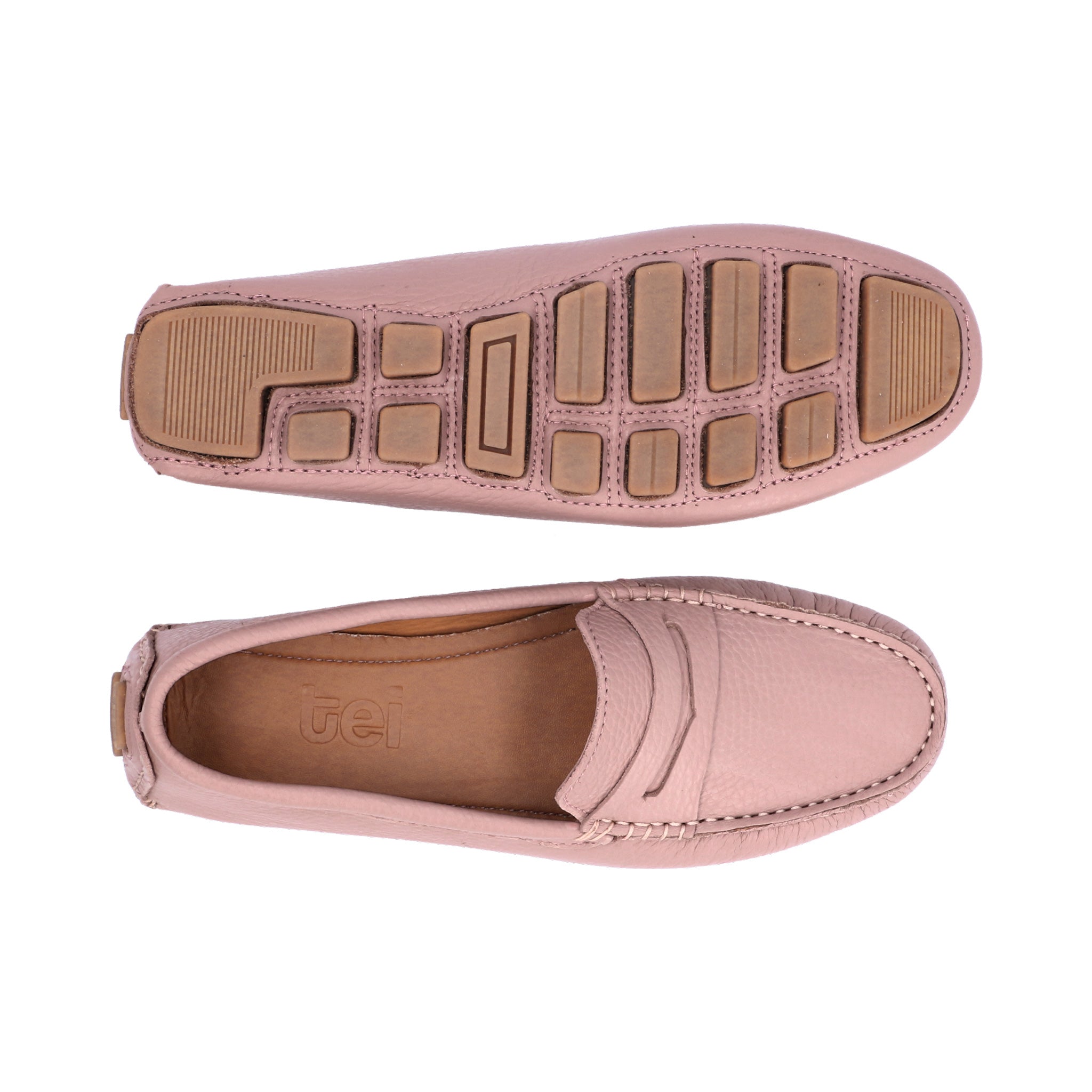 Mocasines Mujer Penny Cuero Rosa