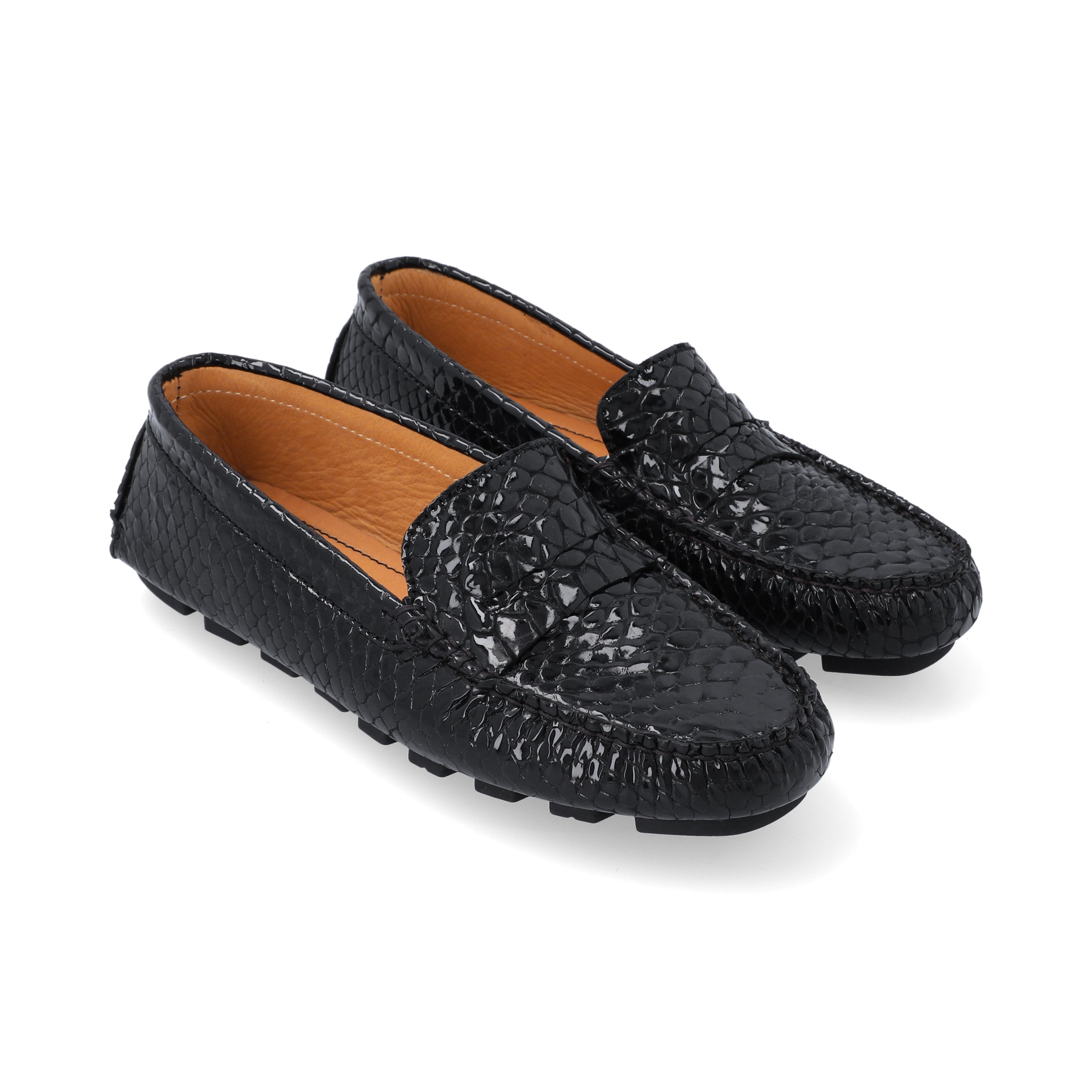Mocasines Mujer Penny Cuero Boa Black