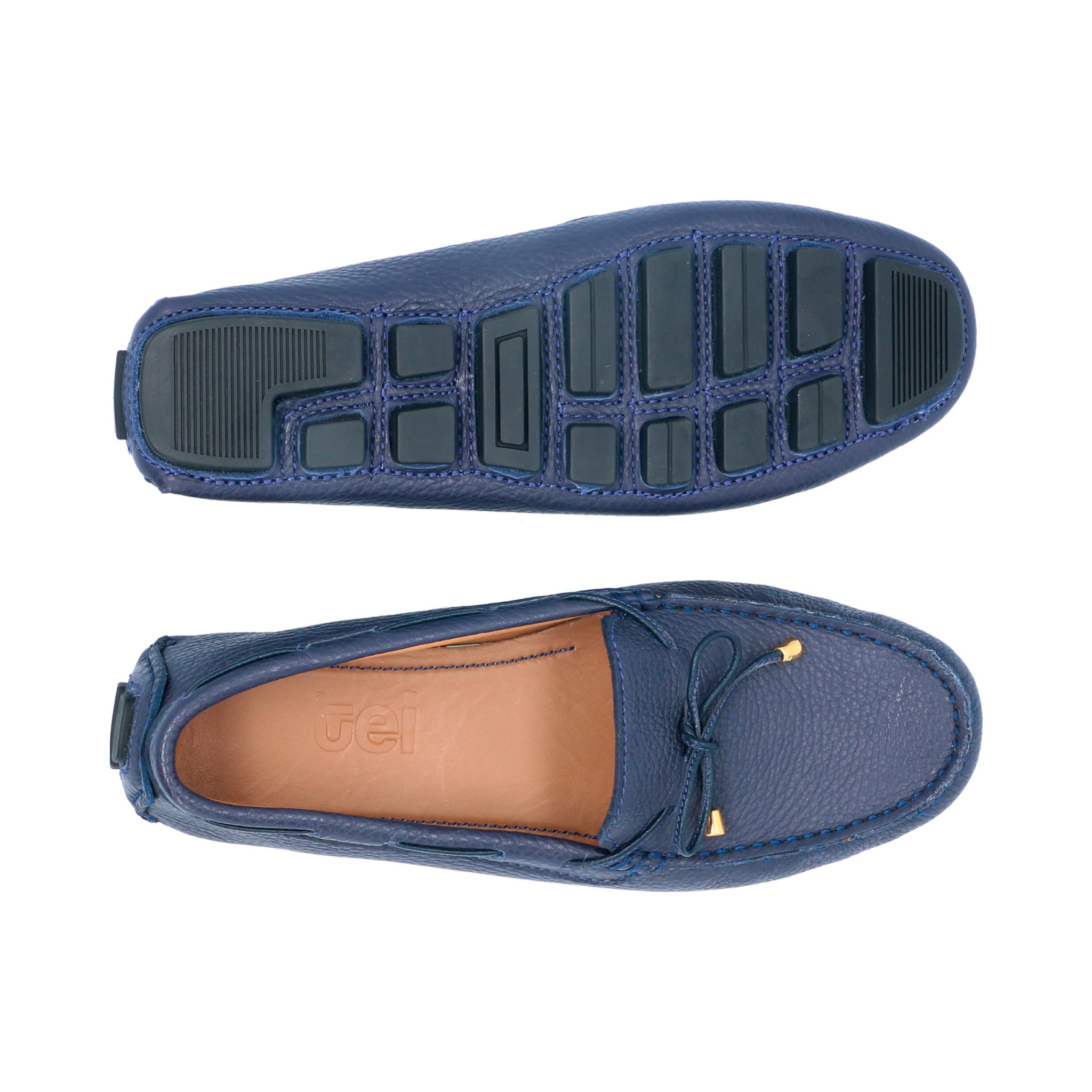 Mocasines Mujer Driving Cordón Cuero Azul Real