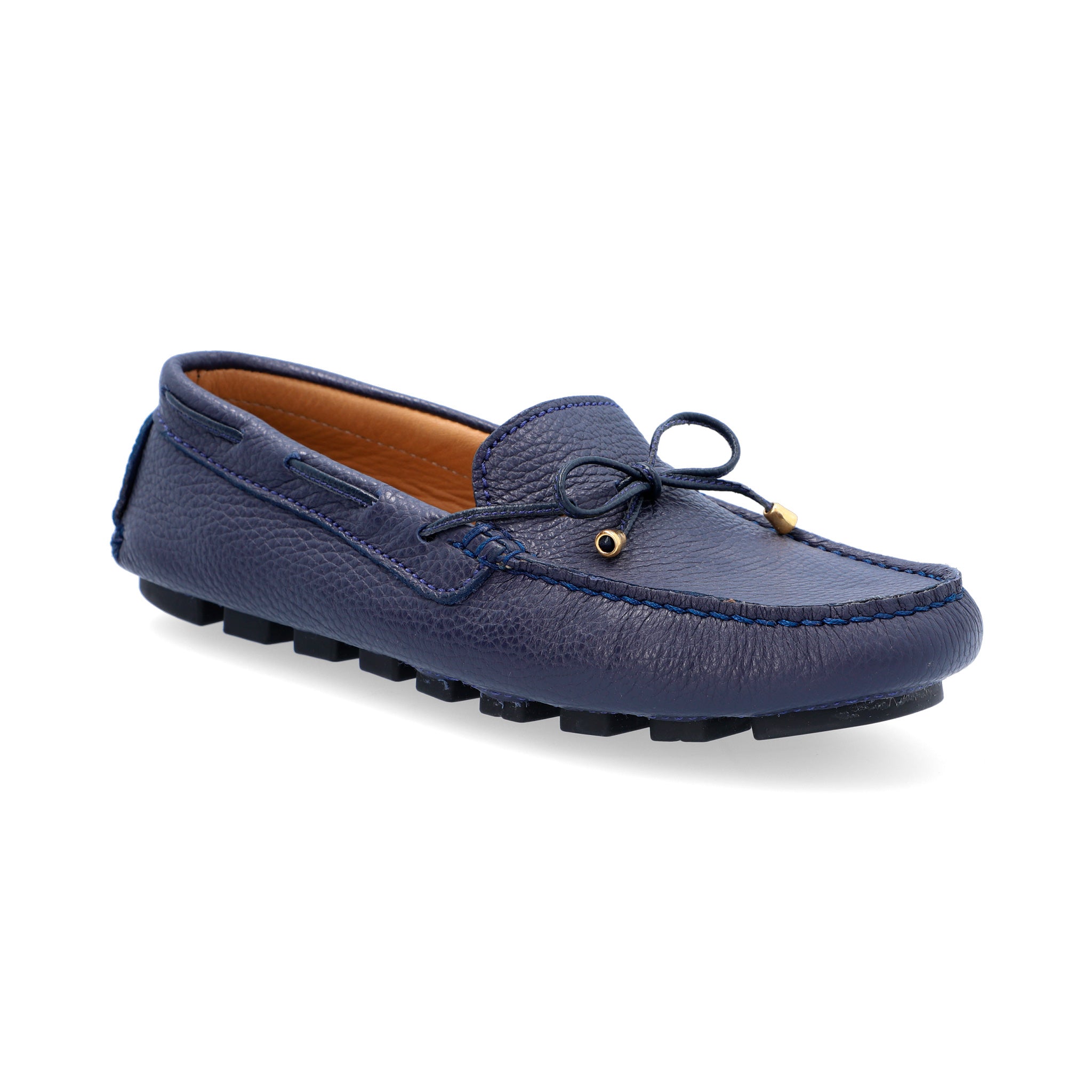 Mocasines Mujer Driving Cordón Cuero Azul Real