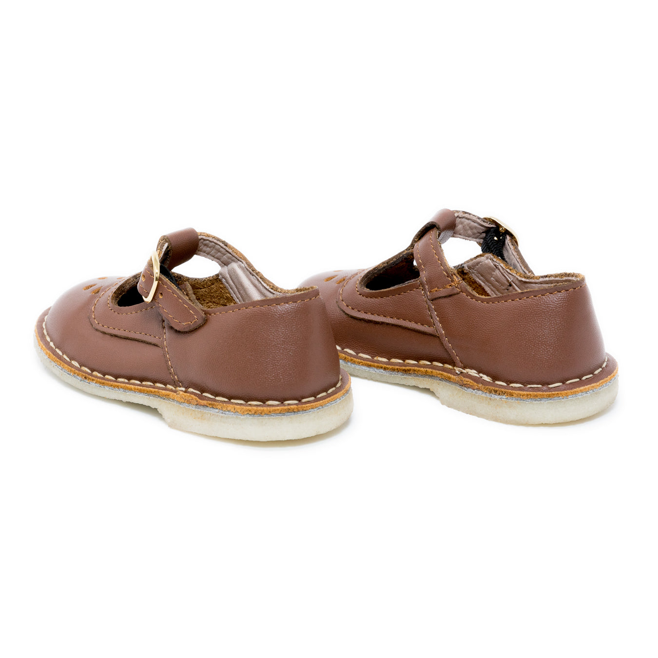 Zapatos T-straps Niña Cuero Miel
