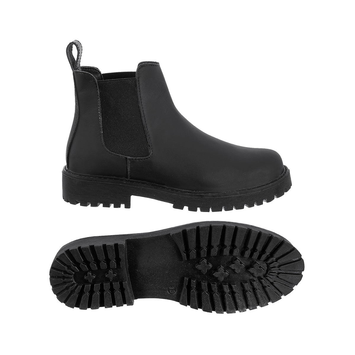 Botas Chelsea Sol Mujer Cuero Graso Negro