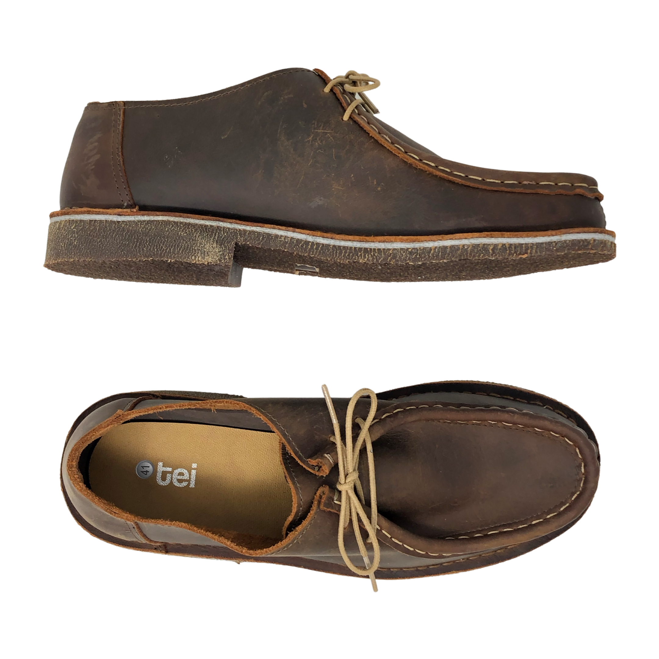 Zapatos Moc Toe Cuero Graso Café - Café