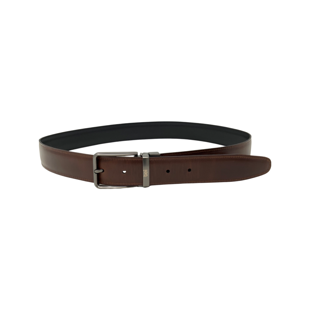 Cinturón cuero reversible Negro / Cognac