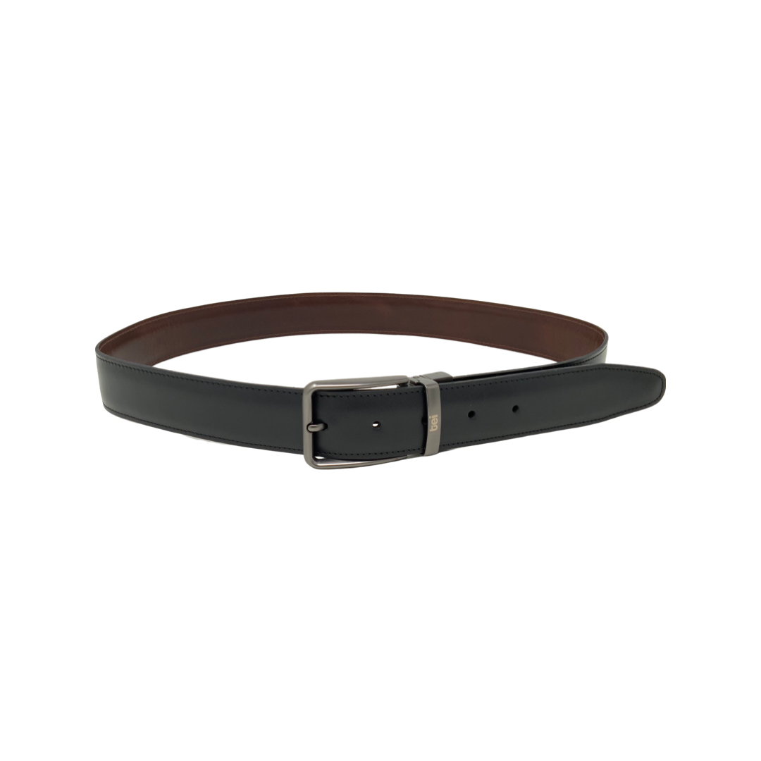 Cinturón cuero reversible Negro / Cognac