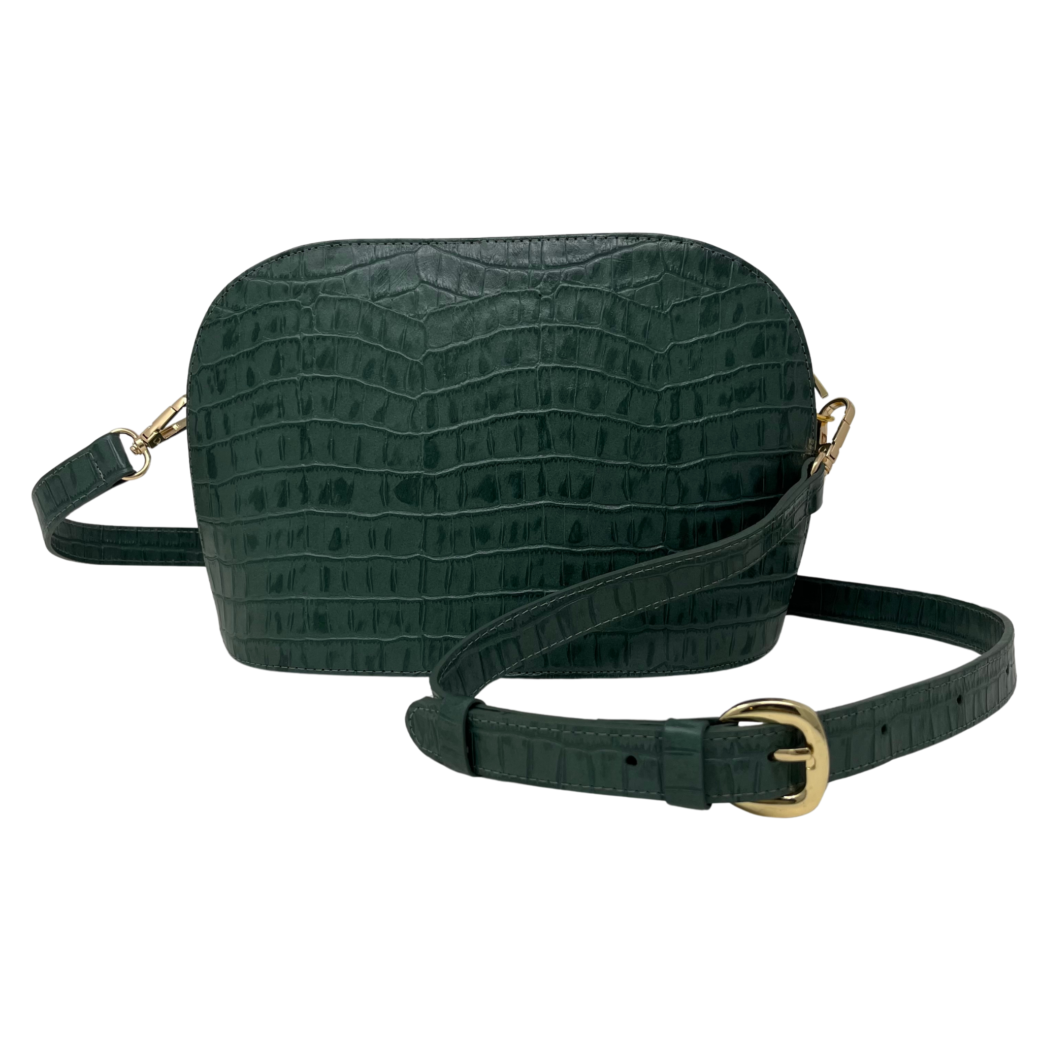 Cartera Isa Cuero Grabado Taponado Verde