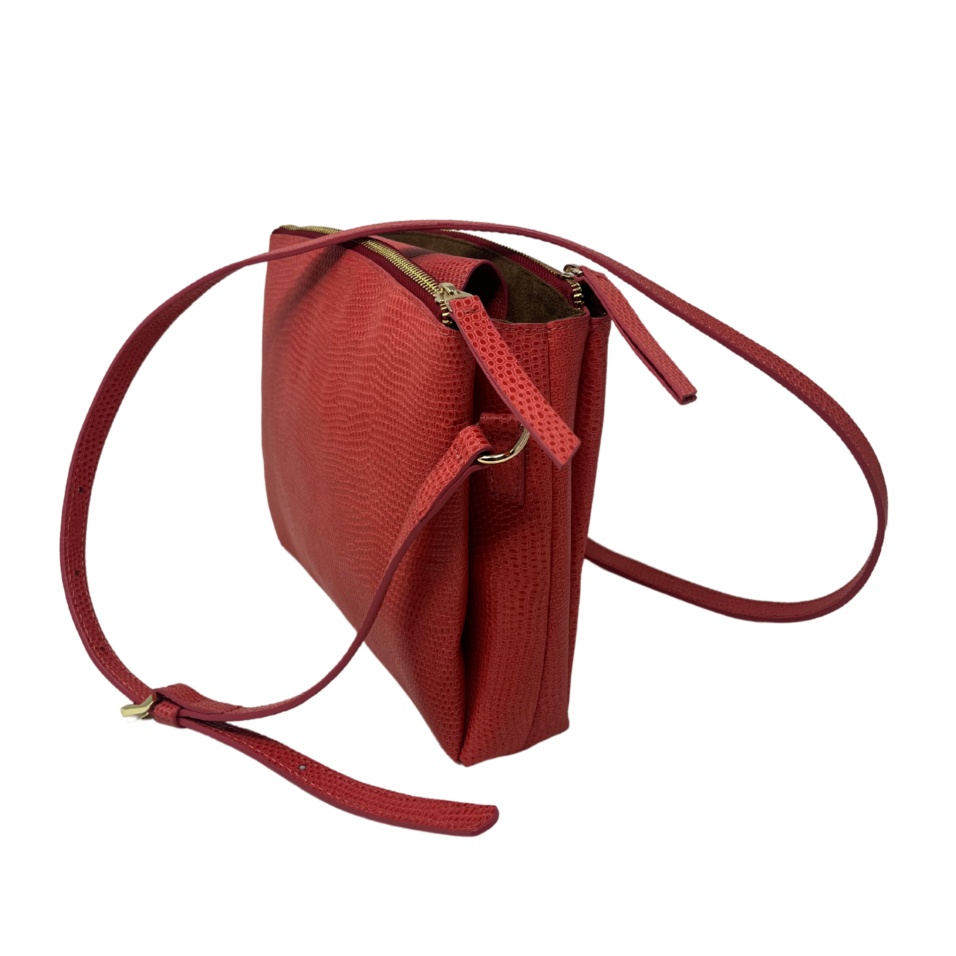 Cartera María Cuero Grabado Rojo Light