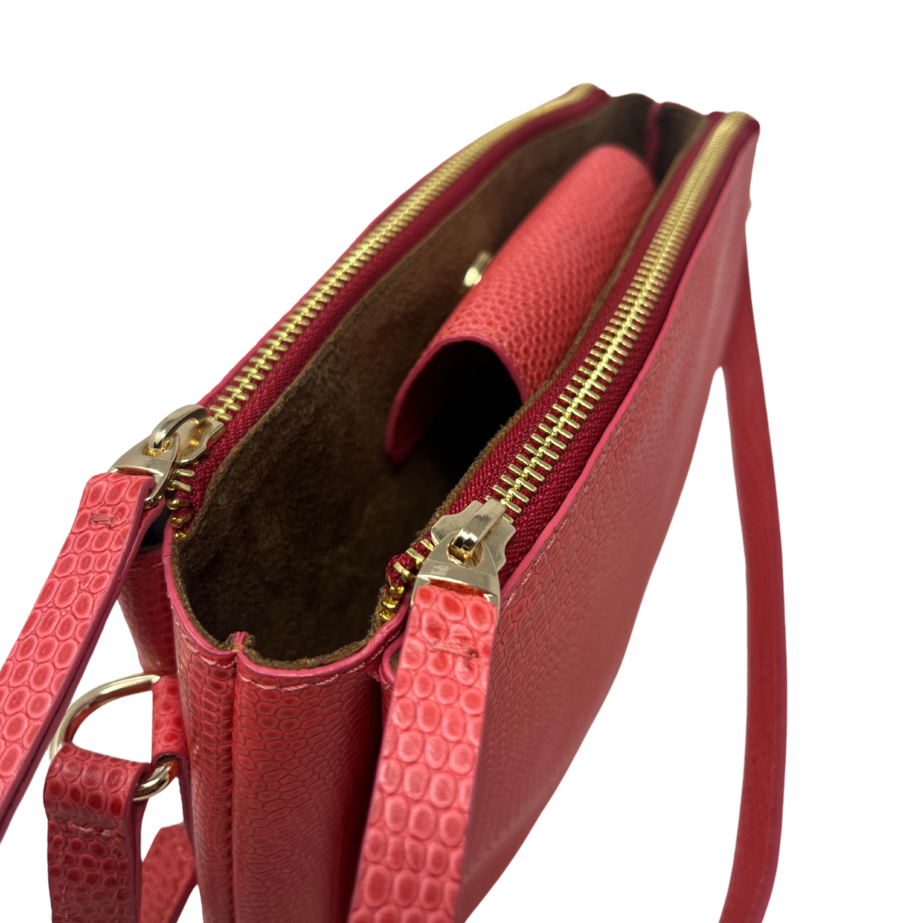 Cartera María Cuero Grabado Rojo Light