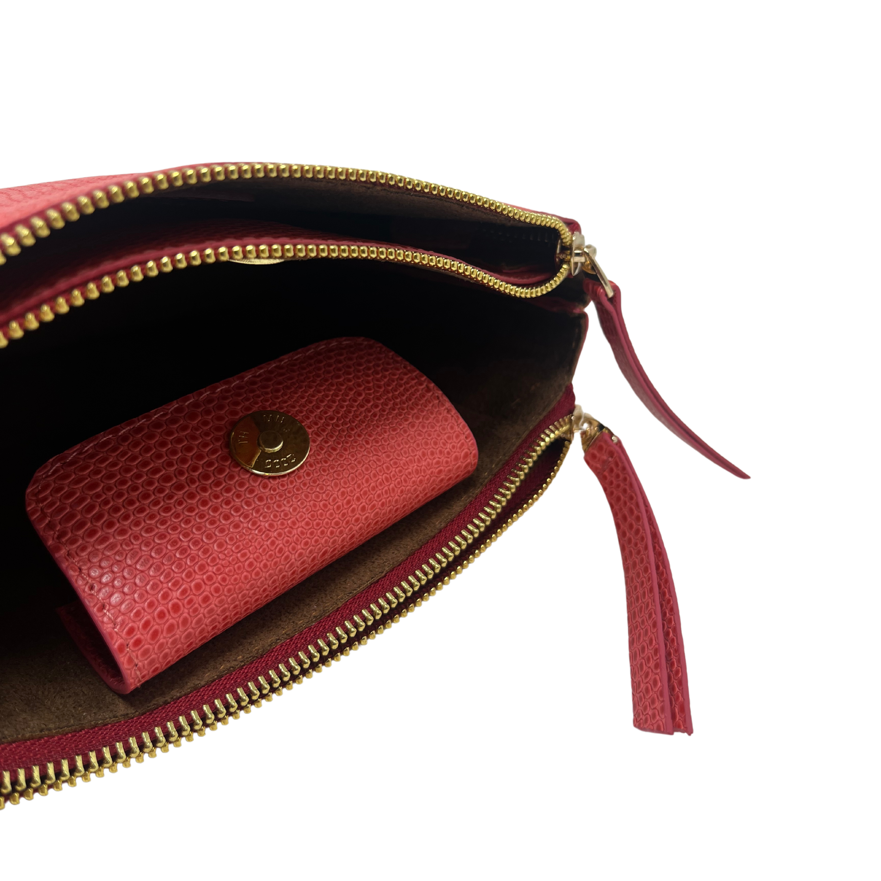 Cartera María Cuero Grabado Rojo Light