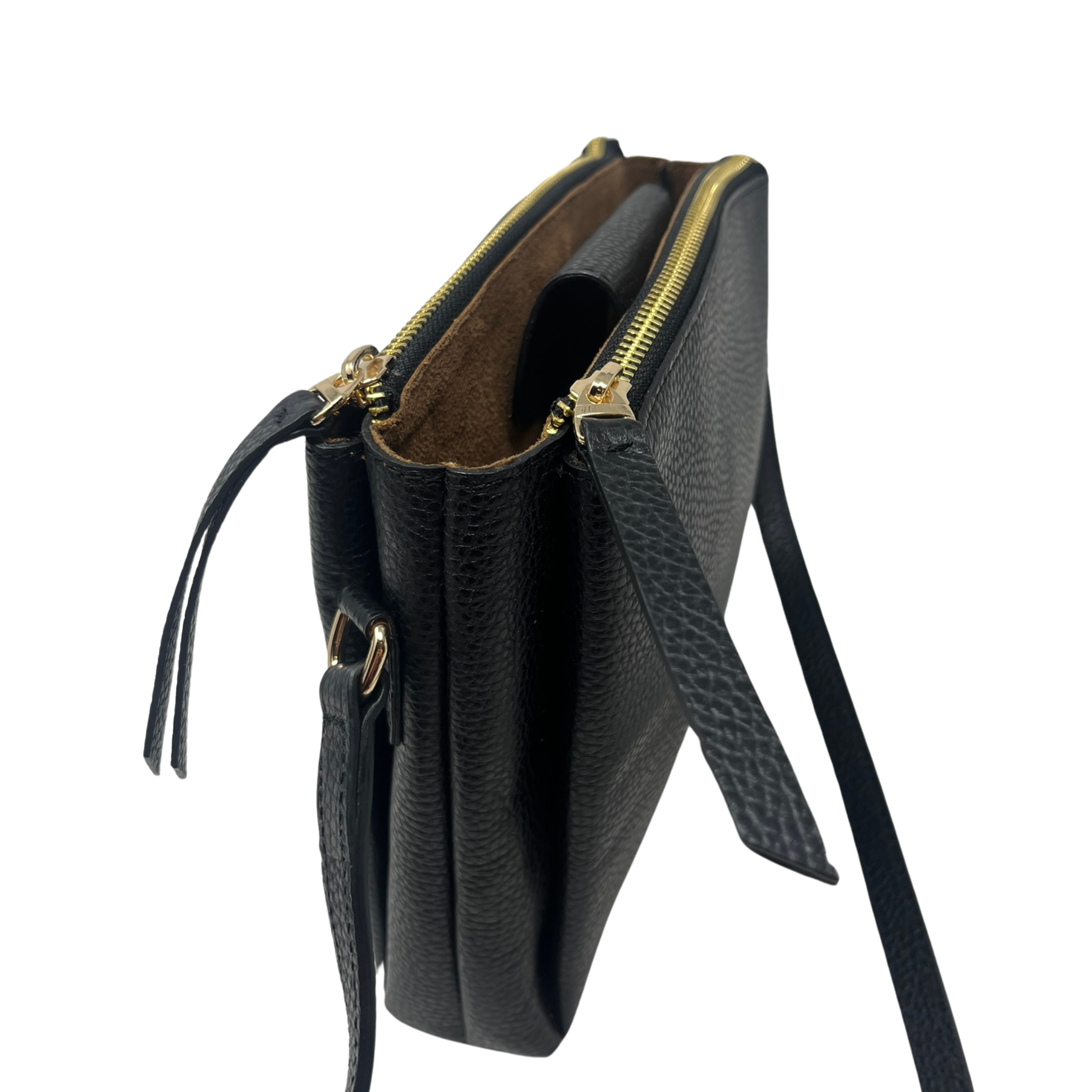 Cartera María Cuero Grabado Negro