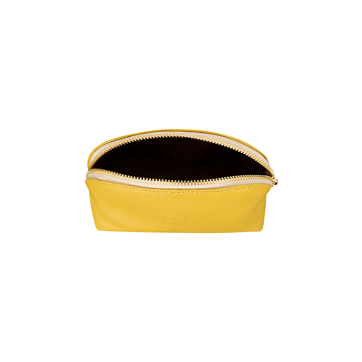 Cosmetiquera Paula en Cuero Amarillo