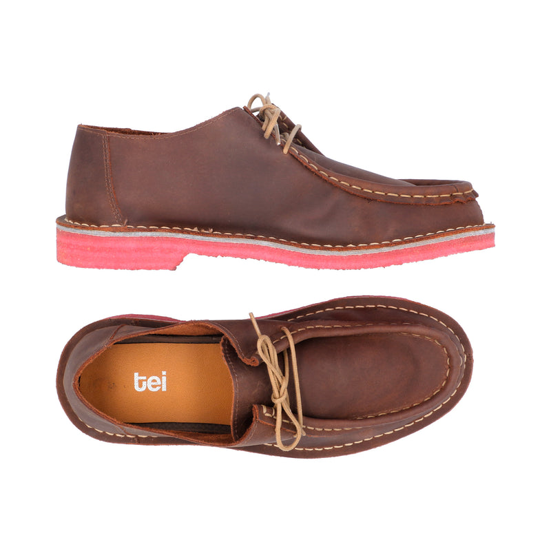 Zapatos Moc Toe Cuero Graso Café