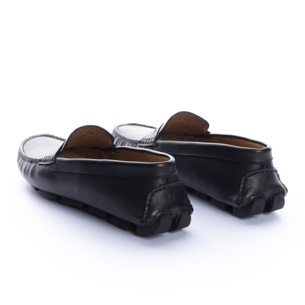 Mocasines Hombre Penny Cuero Liso Negro