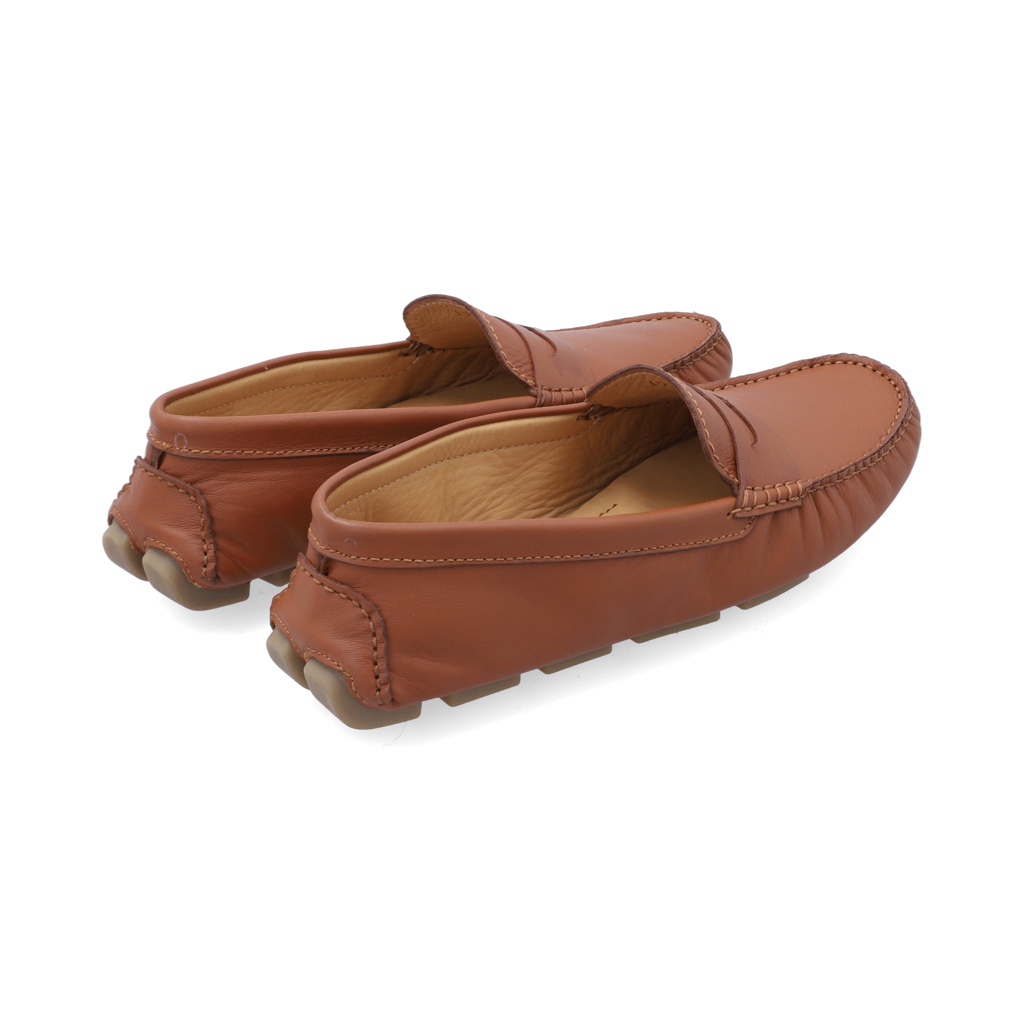 Mocasines Hombre Penny Cuero Liso Miel