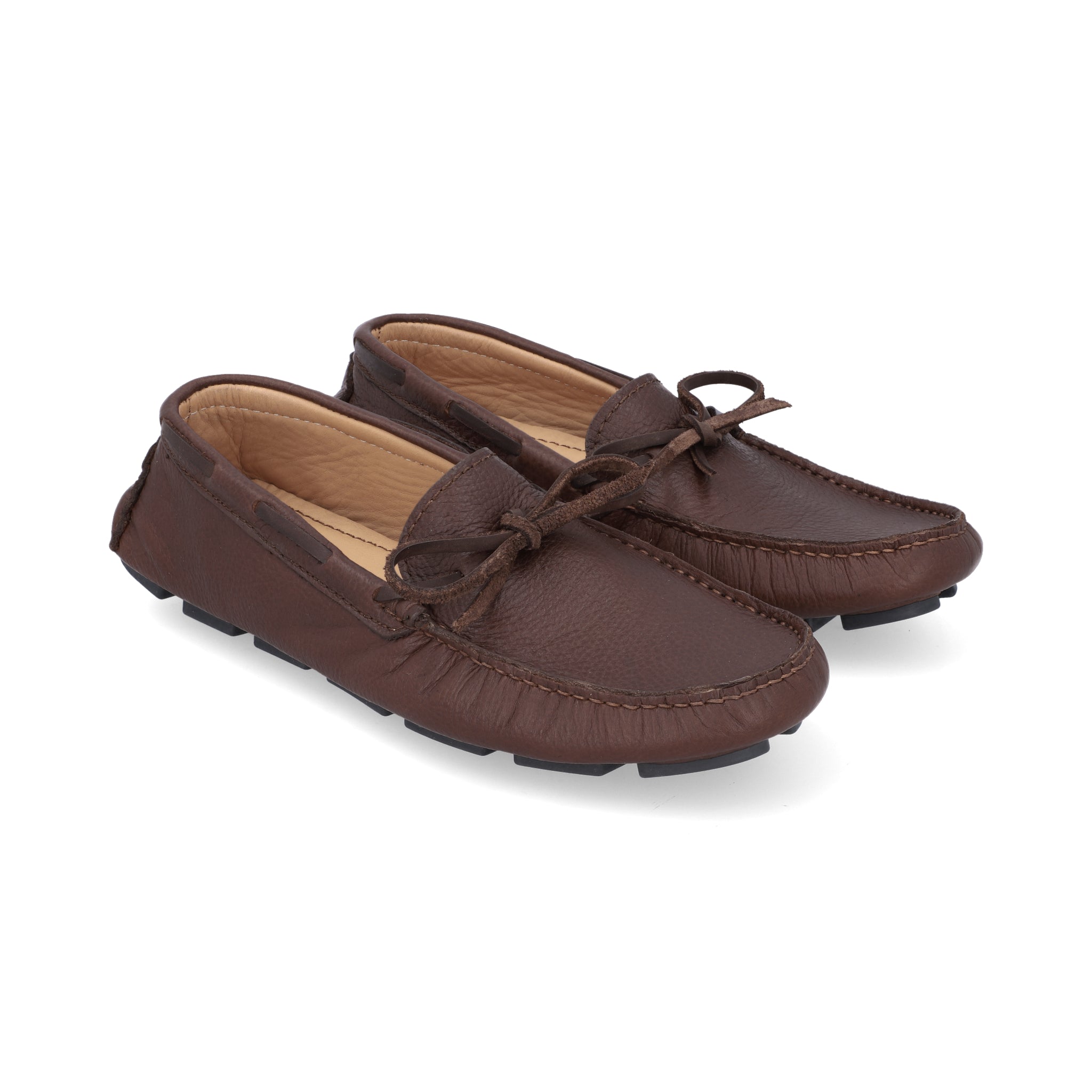 Mocasines Hombre Amarrar Cuero grabado Cognac