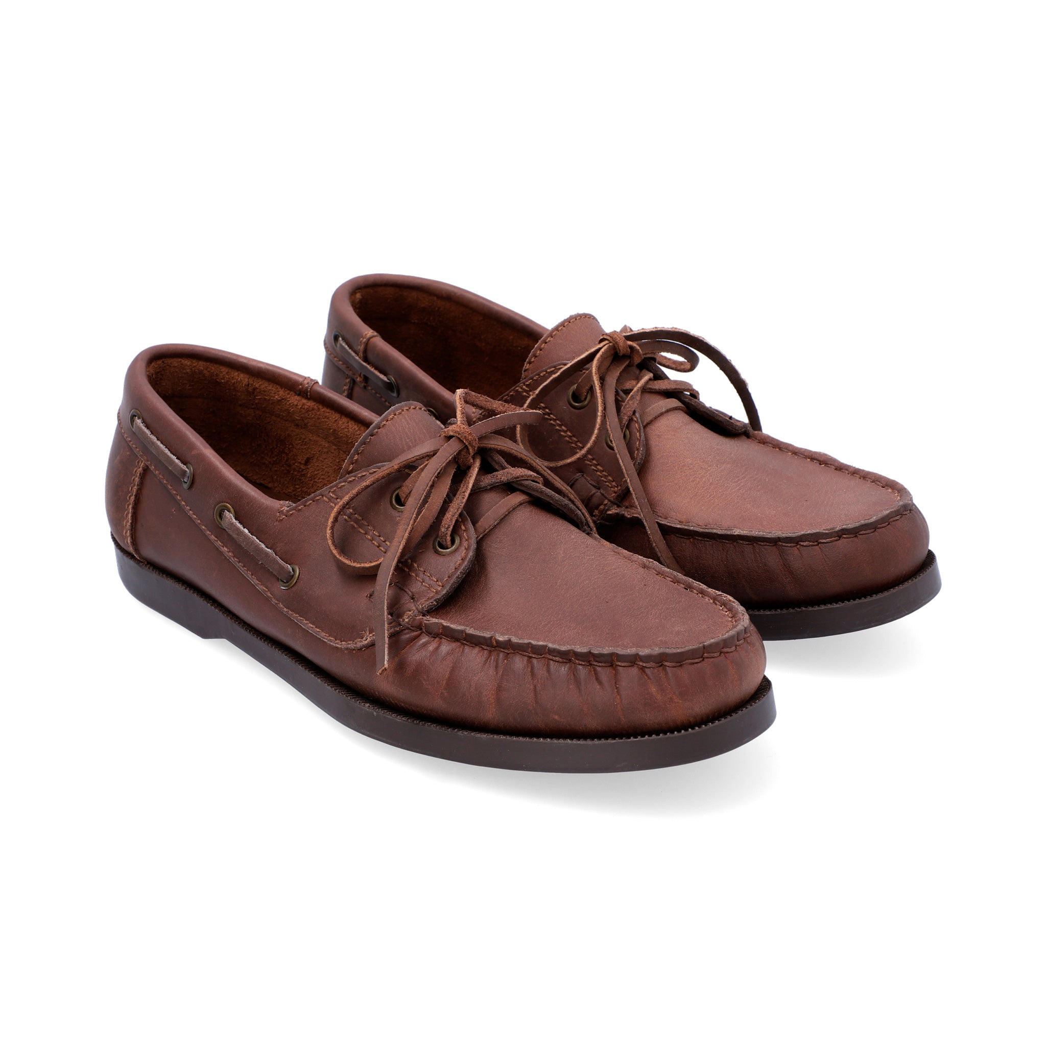 Mocasines Boat Shoes Cuero Graso Café