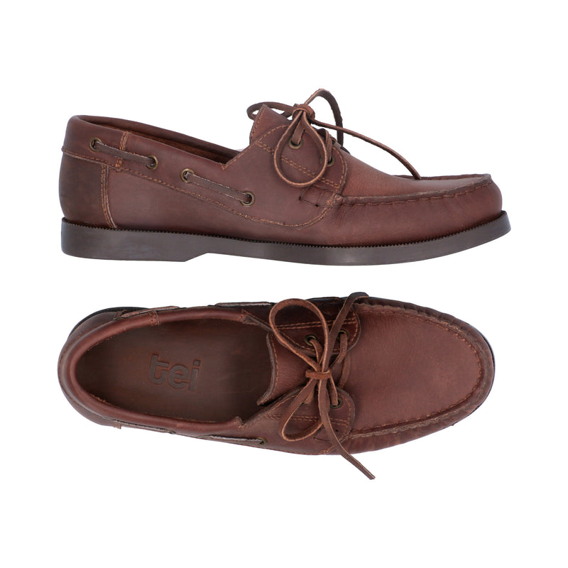 Mocasines Boat Shoes Cuero Graso Café