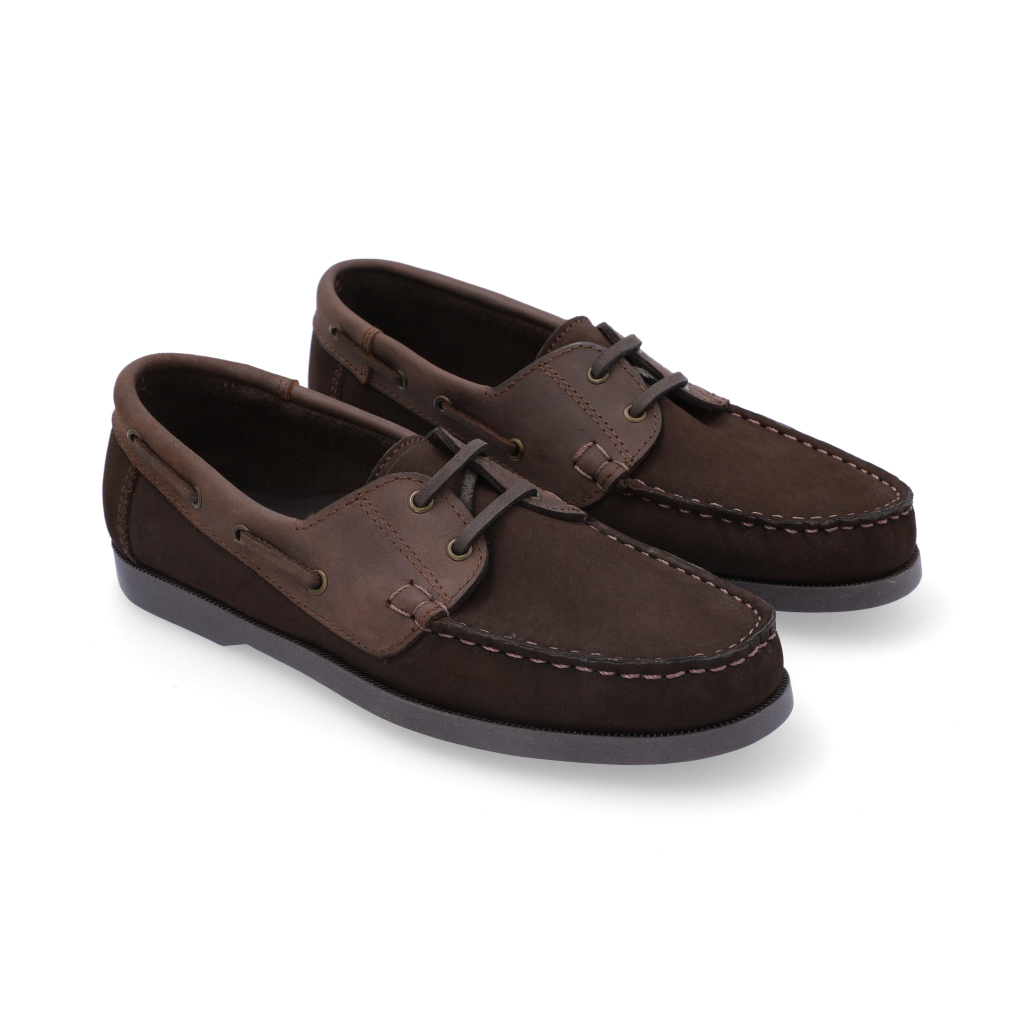 Mocasines Boat Shoes Combinados Cuero Nobuck Café