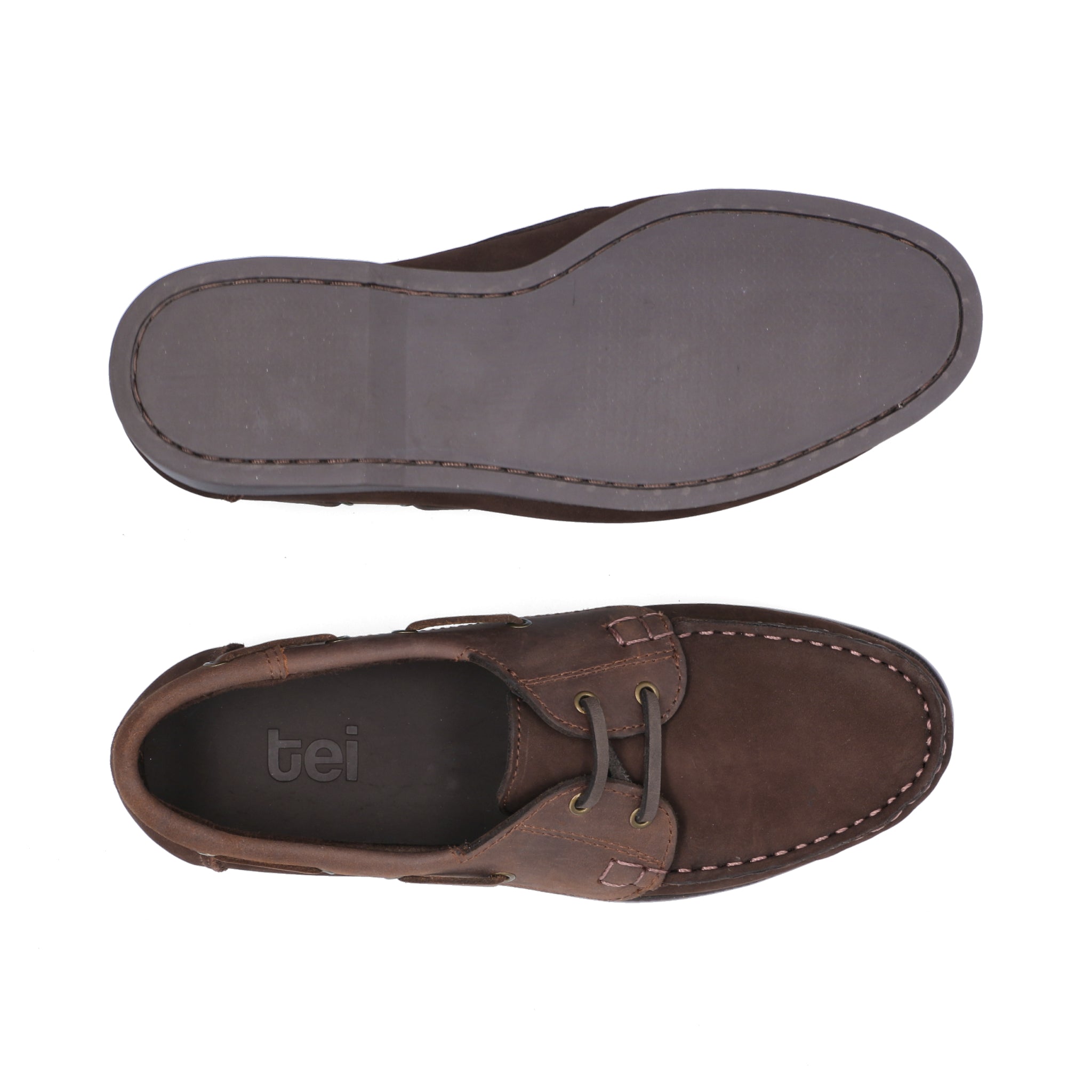 Mocasines Boat Shoes Combinados Cuero Nobuck Café