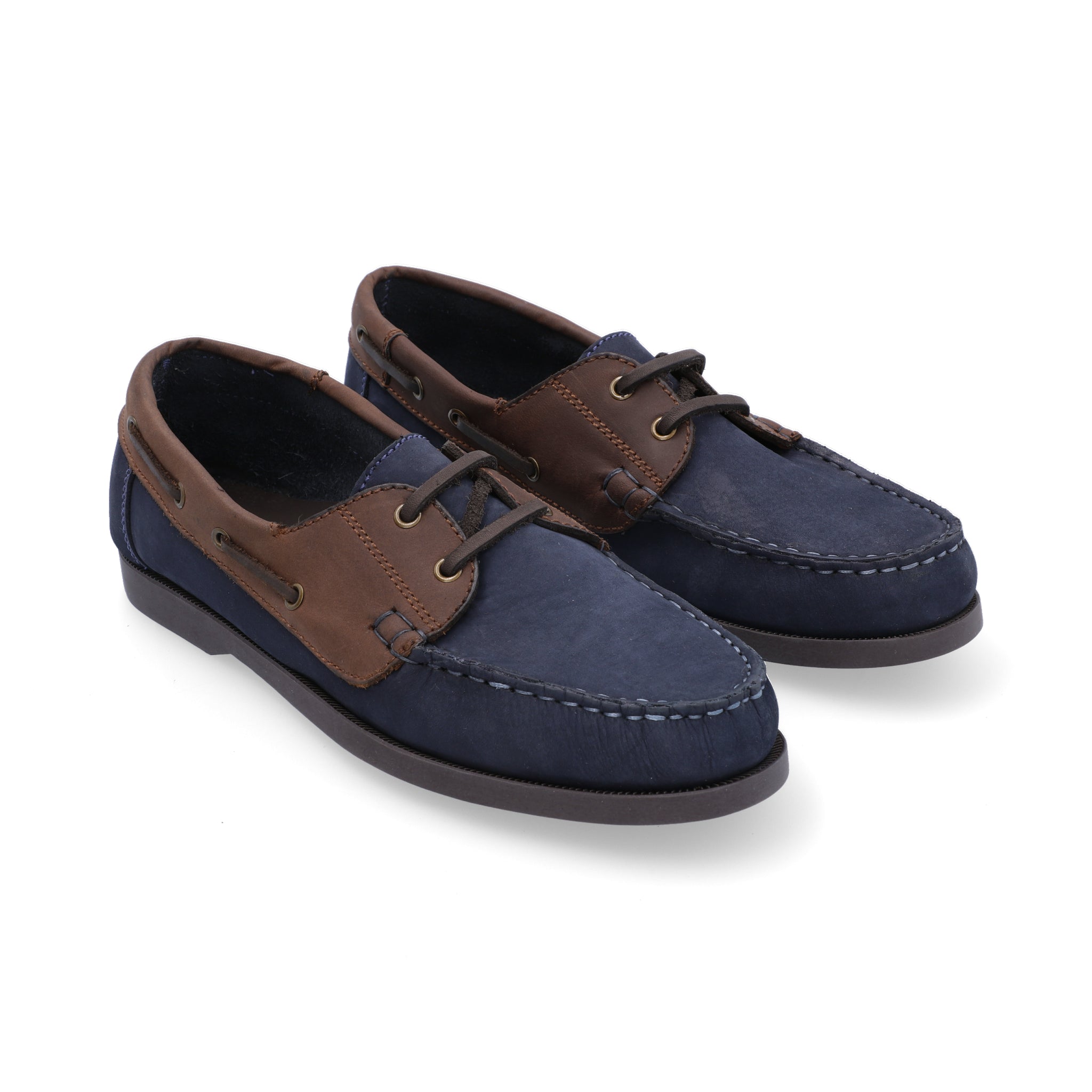 Mocasines Boat Shoes Combinados Cuero Nobuck Azul