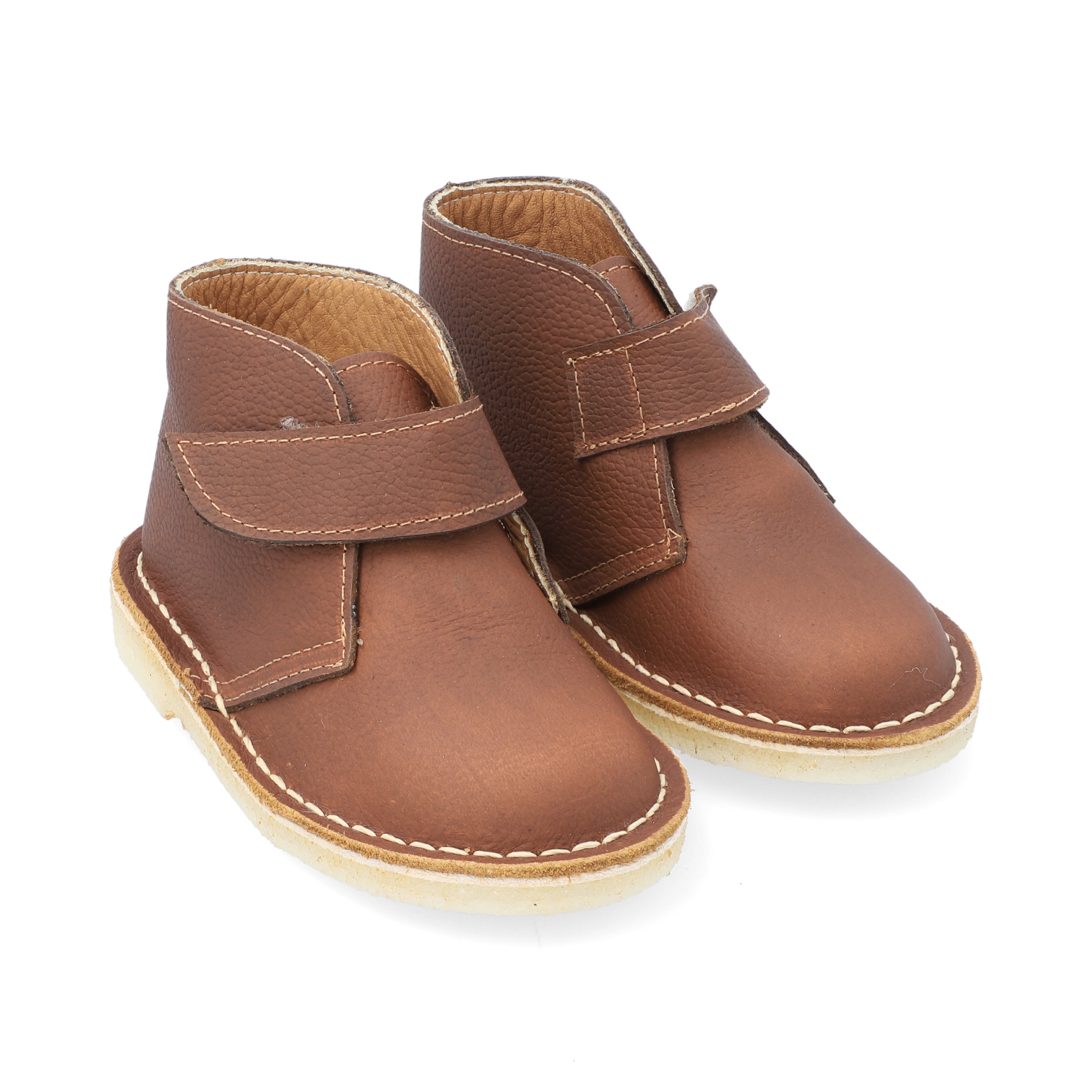 Botas Desert Niño Velcro Cuero Miel