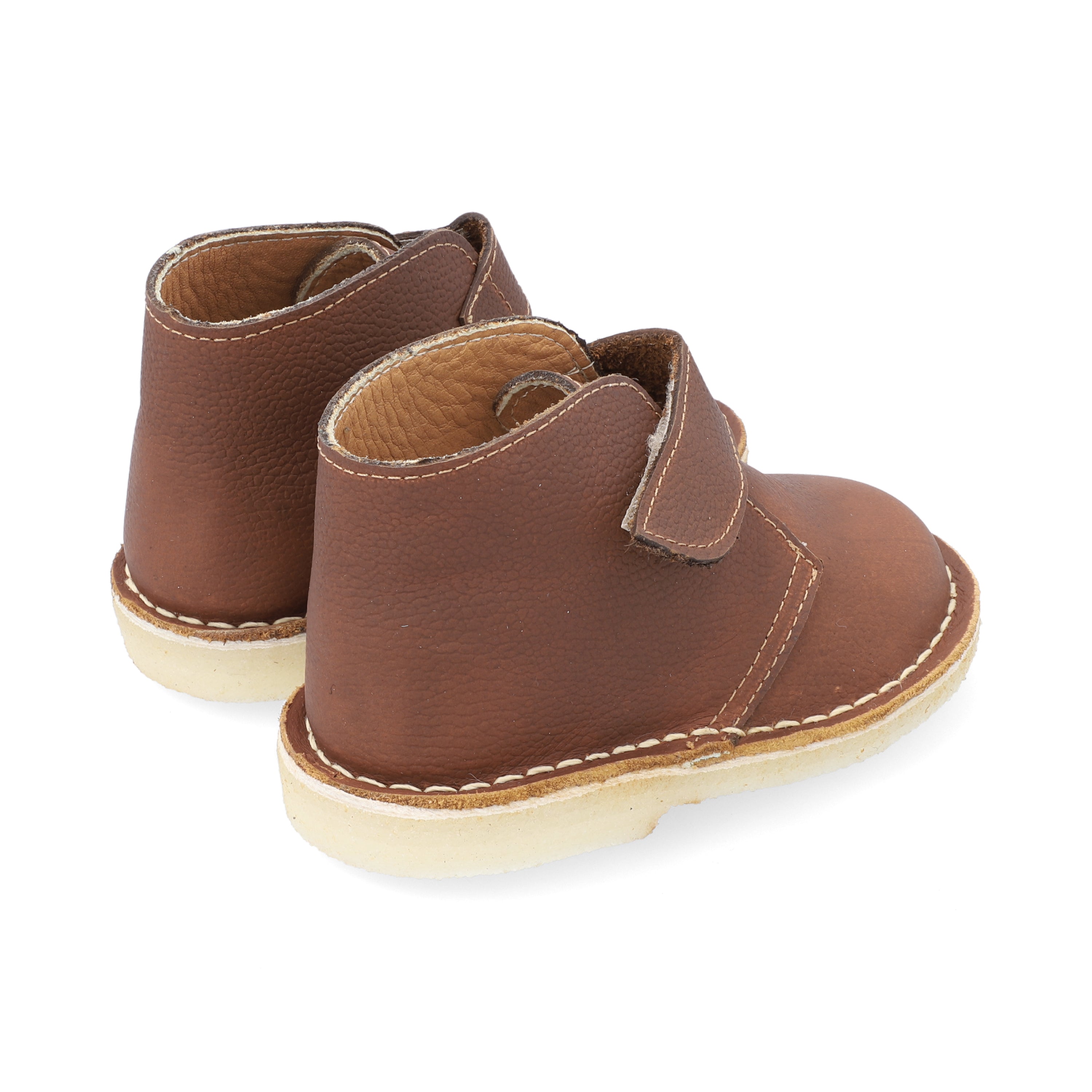 Botas Desert Niño Velcro Cuero Miel