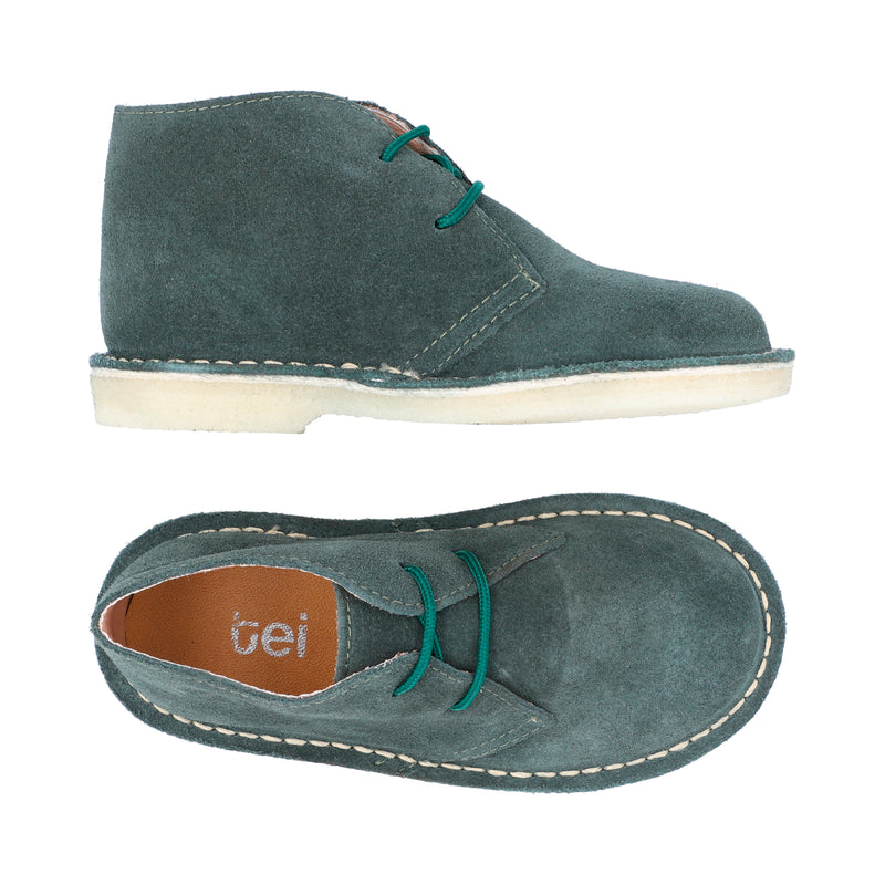 Botas Desert Niño Cordón Cuero Carnaza Verde Forest