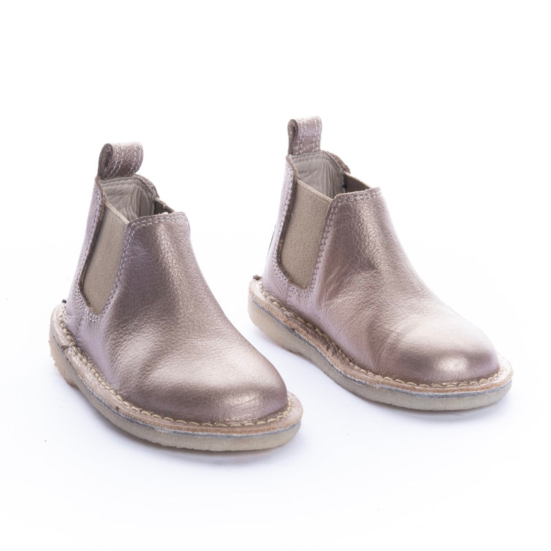 Botas Chelsea Niño Cuero Rosa Metalizado