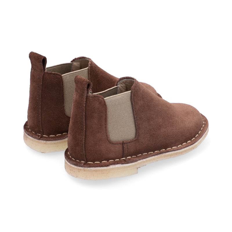 Botas Chelsea Niño Cuero Carnaza Cognac