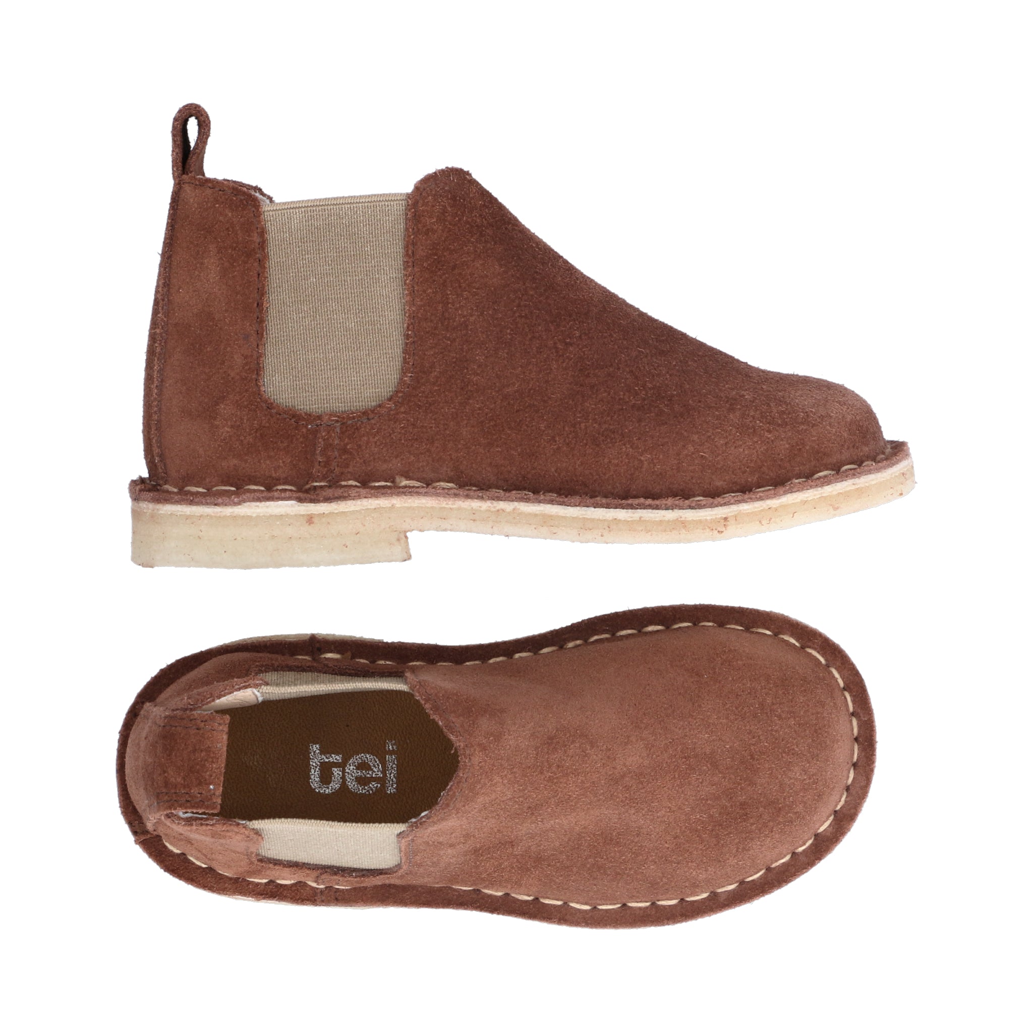 Botas Chelsea Niño Cuero Carnaza Cognac
