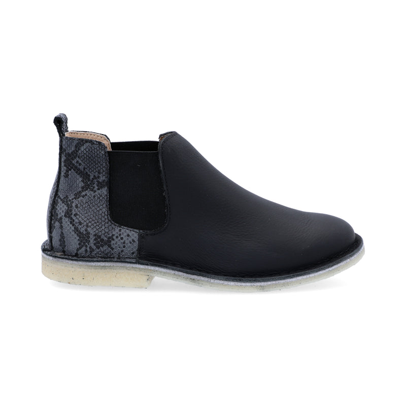 Botas Chelsea Mujer Cuero Combinado Negro Animal Print
