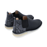 Botas Chelsea Mujer Cuero Combinado Negro Animal Print