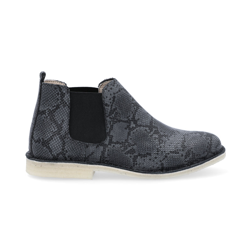 Botas Chelsea Mujer Cuero Negro Animal Print