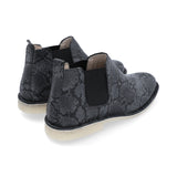 Botas Chelsea Mujer Cuero Negro Animal Print