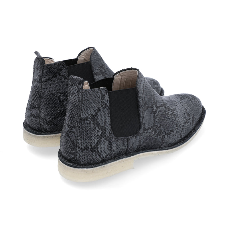 Botas Chelsea Mujer Cuero Negro Animal Print