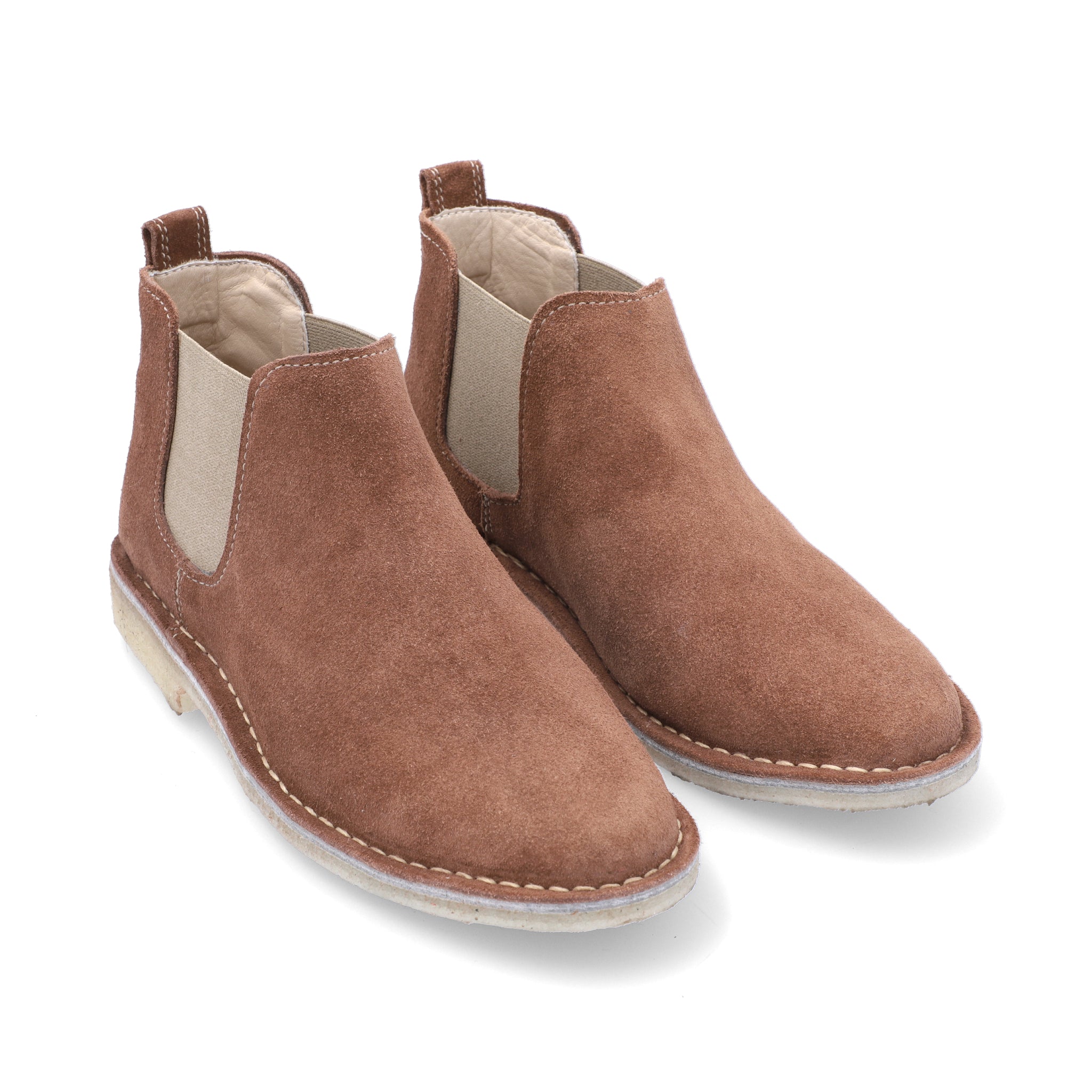 Botas Chelsea Mujer Cuero Carnaza Cognac