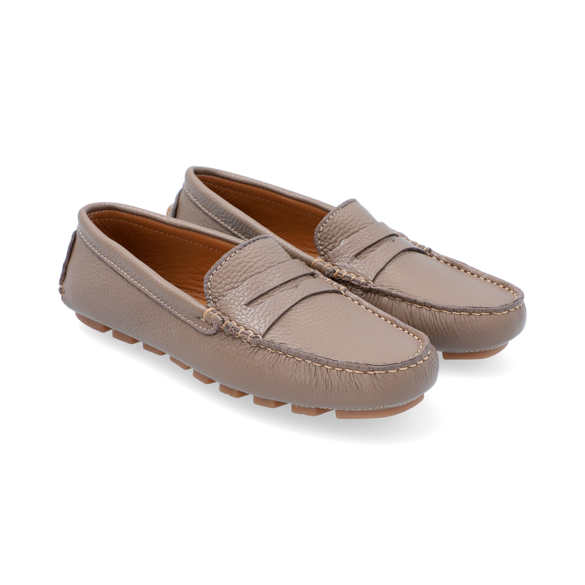 Mocasines Mujer Penny Cuero Taupe