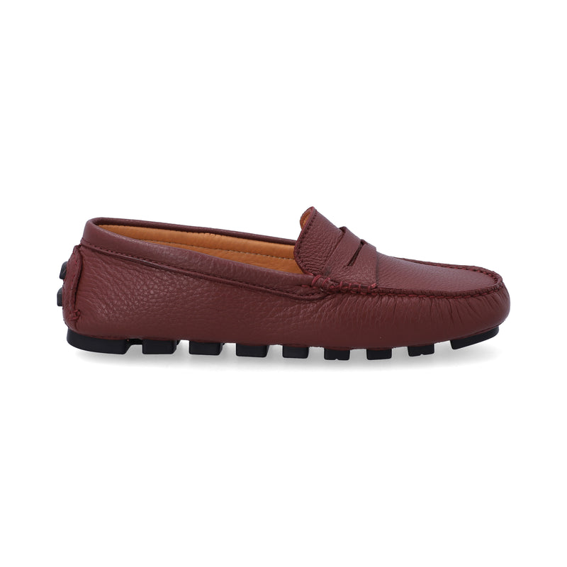 Mocasines Mujer Penny Cuero Rojo Cremisi